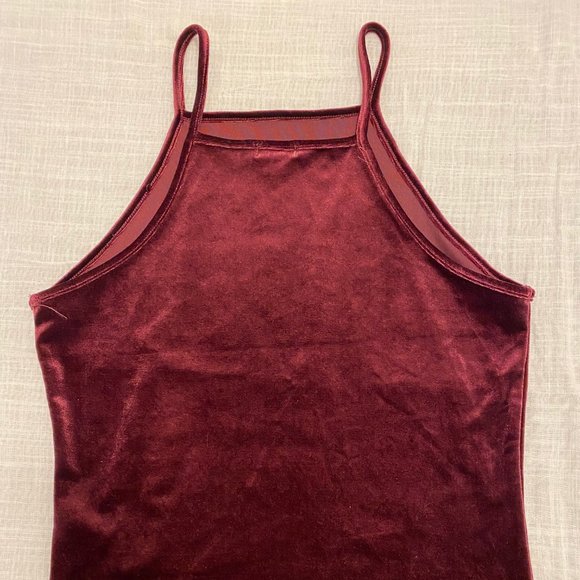 Burgundy velvet cami top - Picture 3 of 4